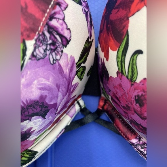 Victoria's Secret BOMBSHELL Bra Floral Satin Shine Strap Rhinestone Push-Up - Picture 2 of 6